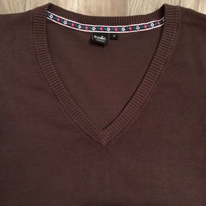 TWIK Simons v-neck long sleeve brown sweater